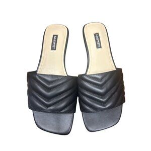 Nine West 7.5M Black Quilted Slide Sandals